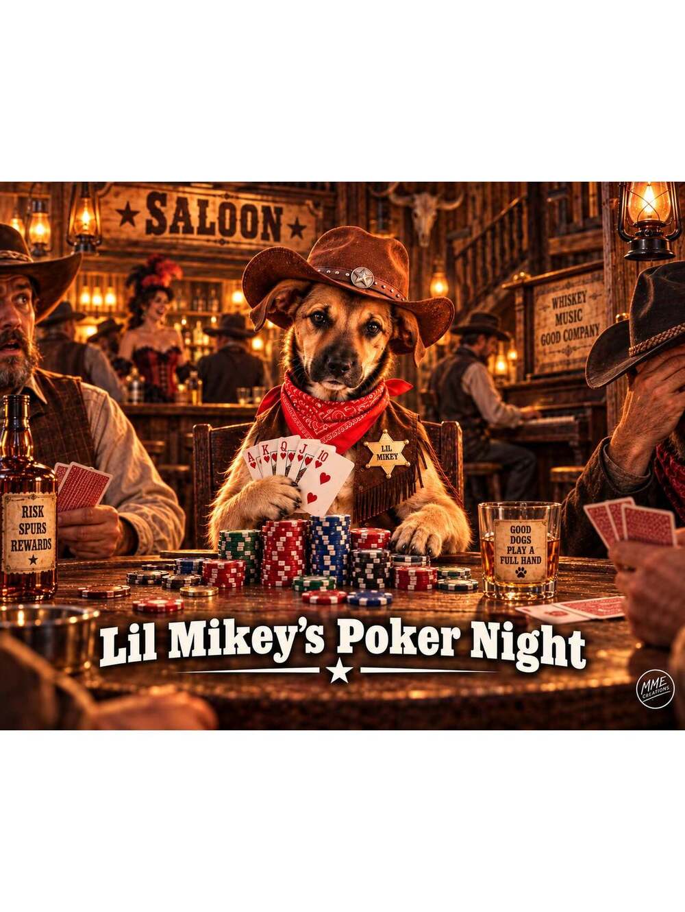4833 Pet Pics Turn Your Dog Into a Cowboy –Poker Night Custom 8x10 Print